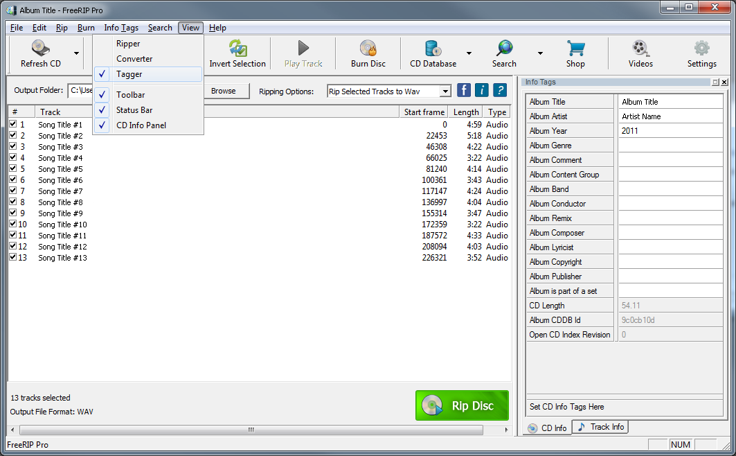 Screenshot of FreeRIP MP3 Converter - MP3 Tagger, mp3tag, mp3 tag